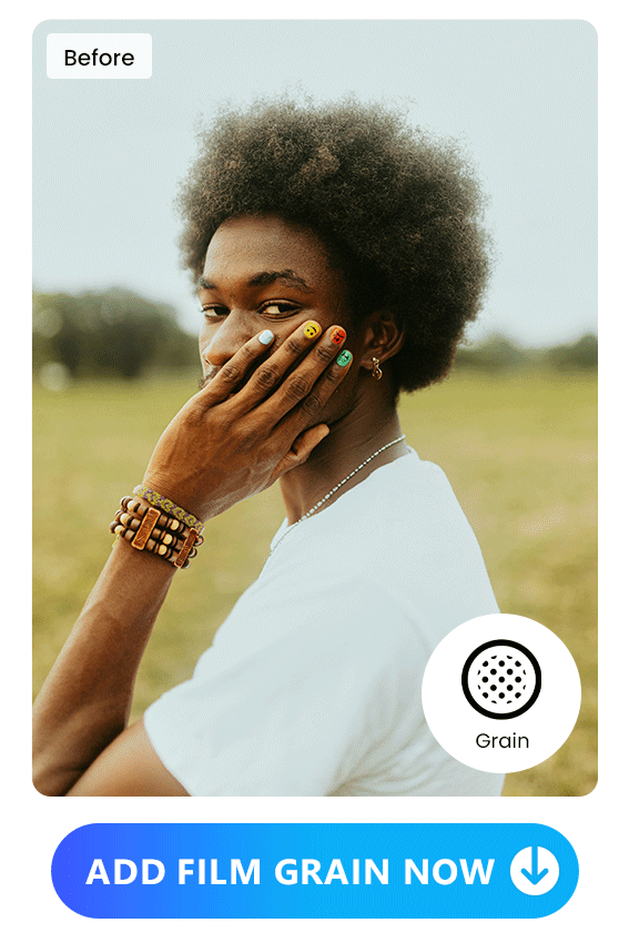 a guy's original picture and picture applied with grain effect of Vivid Glam